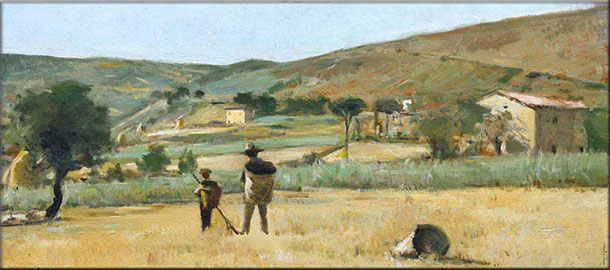 Paesaggio del Gabbro con contadini, Silvestro Lega