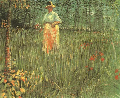 A woman walking in garden - Vincent Van Gogh