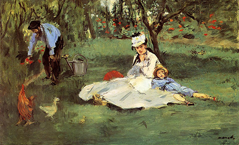The Monet family in their garden at Argenteuil - Edouard Manet