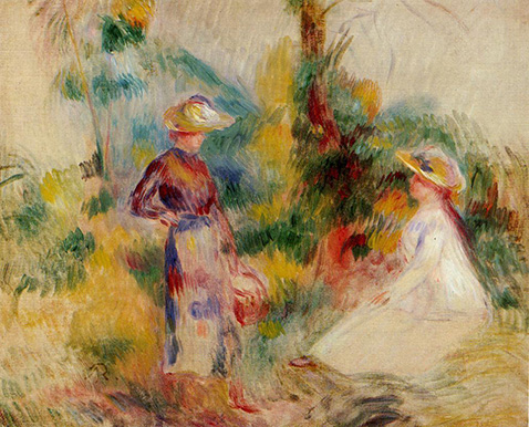 Two Women in a Garden - Auguste Renoir