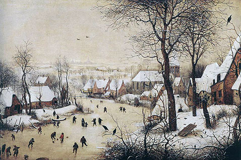 Paesaggio invernale con pattinatori e trappola per uccelli - Pieter Brueghel Il Vecchio