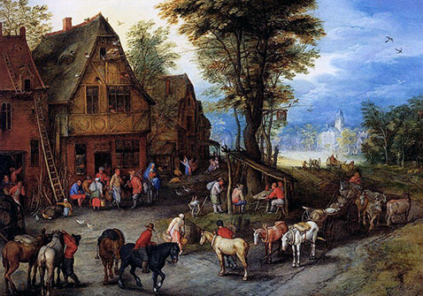 Sacra famiglia alla locanda - Jan Brueghel Il Vecchio