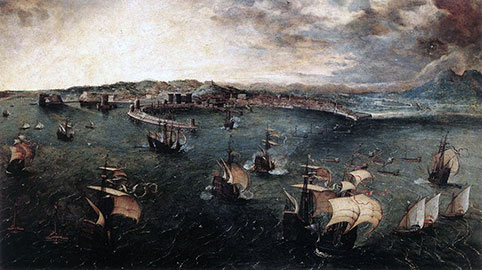 Veduta del porto di Napoli - Pieter Brueghel Il Vecchio