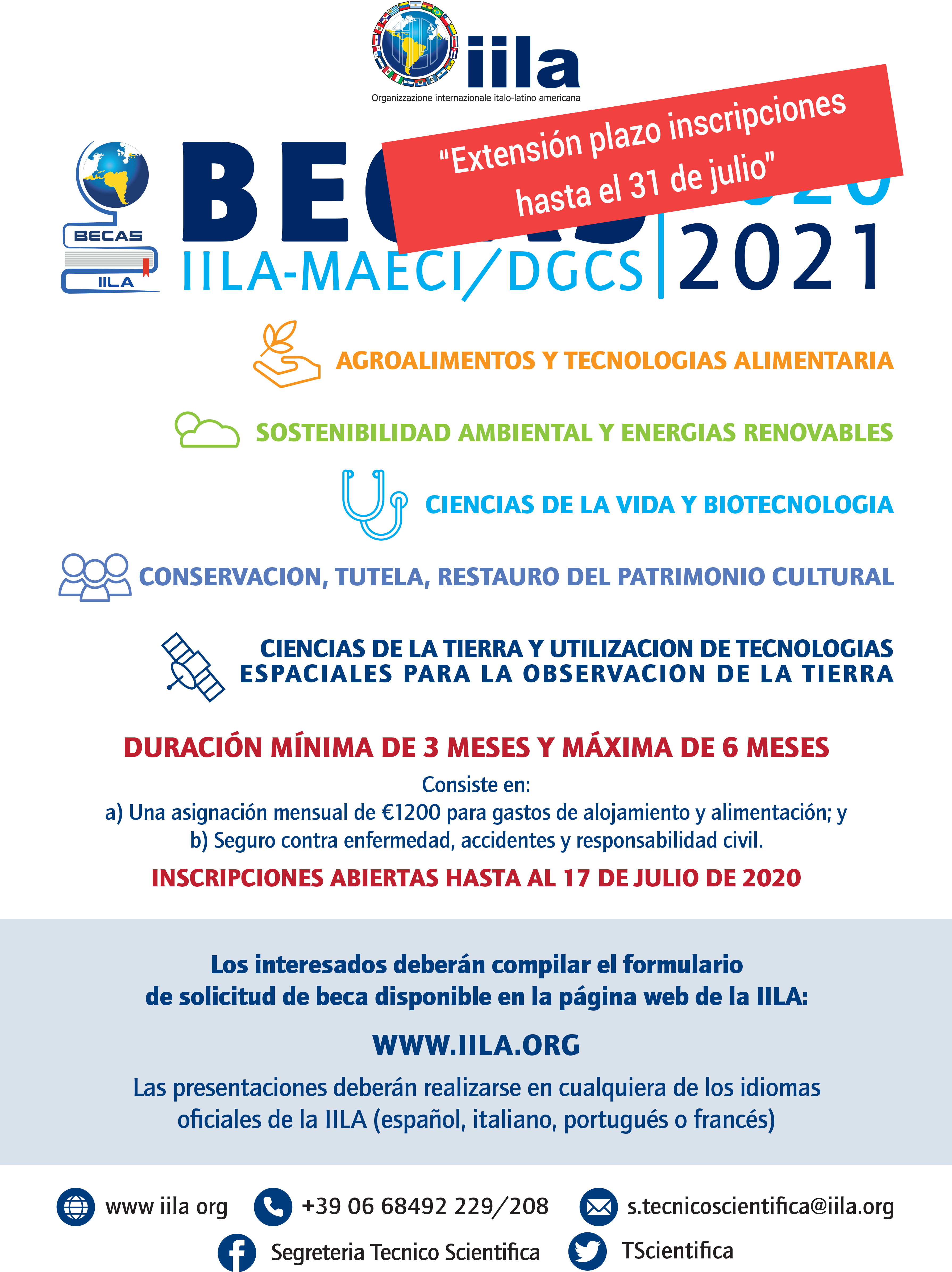 PROROGATO AL 31 LUGLIO: Bando per Borse di studio IILA/MAECI per cittadini latino americani per l’anno 2021