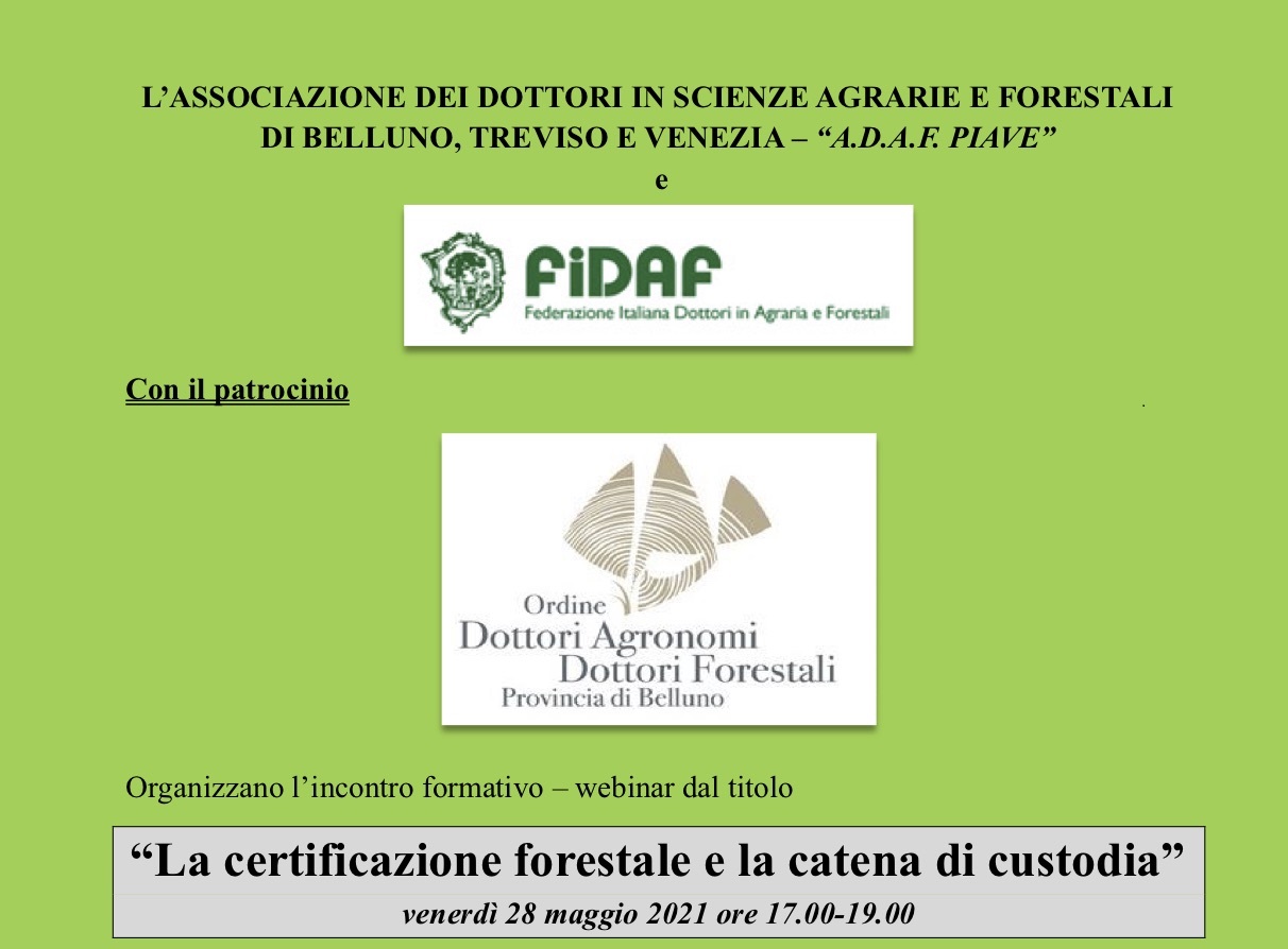 28 maggio 2021 – Webinar “La certificazione forestale e la catena di custodia”