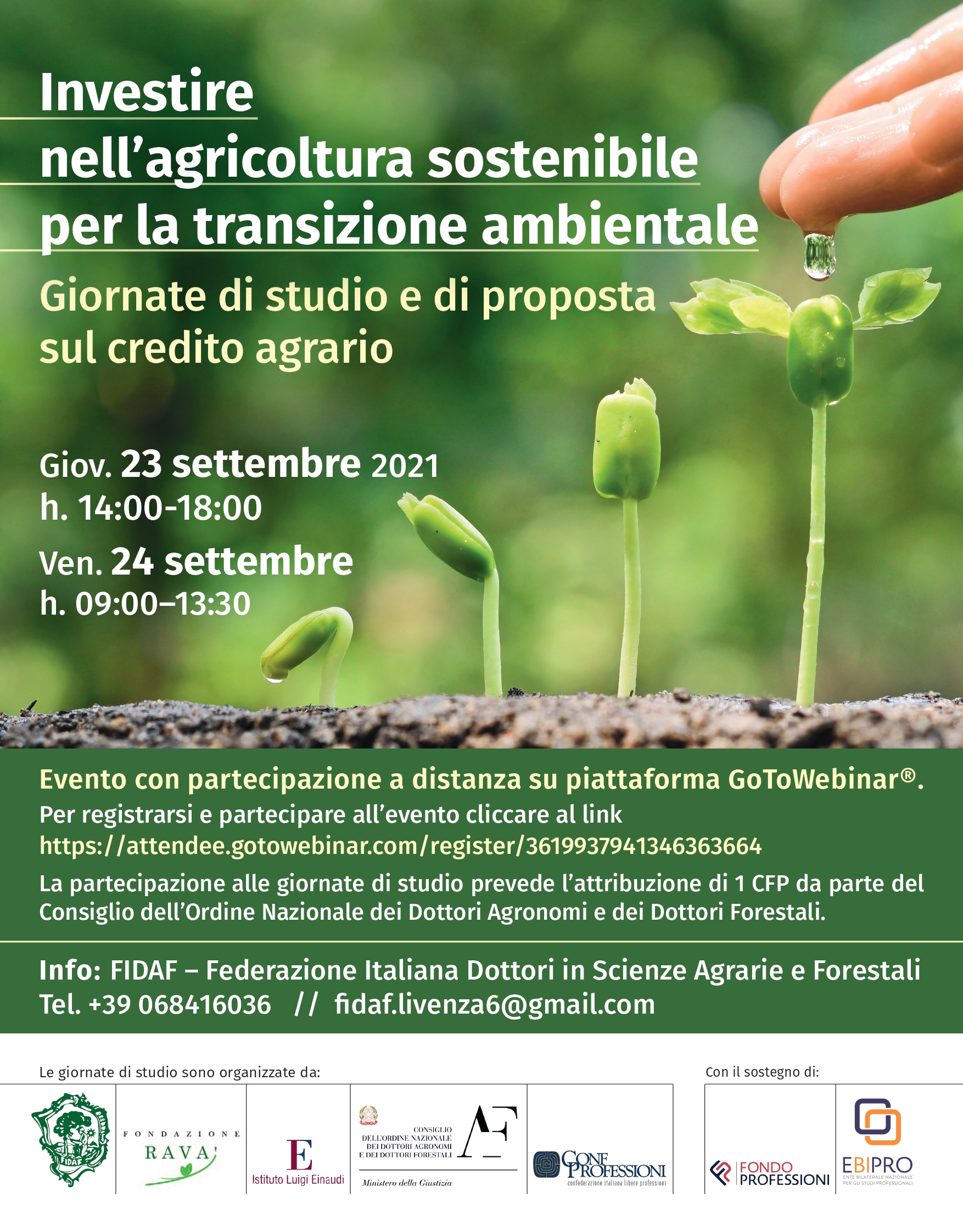 Investire nell’agricoltura sostenibile per la transizione ambientale: Giornate di studio e di proposta sul credito agrario