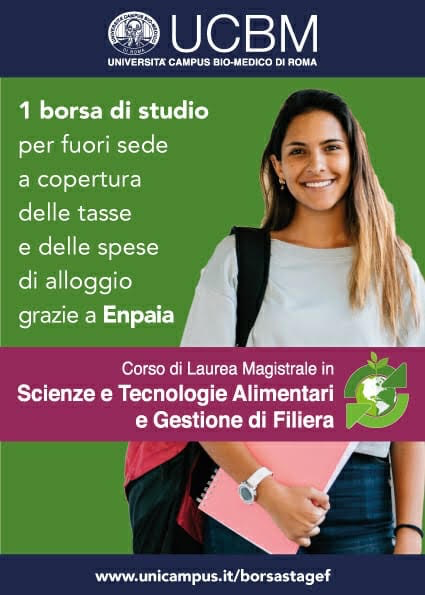 Borsa di studio per fuori sede per il Corso di Laurea Magistrale Scienze e Tecnologie Alimentari e Gestione di Filiera UCBM