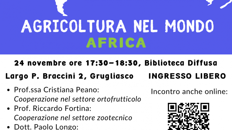 Grugliasco (TO), 24 novembre 2022 – Agricoltura nel mondo