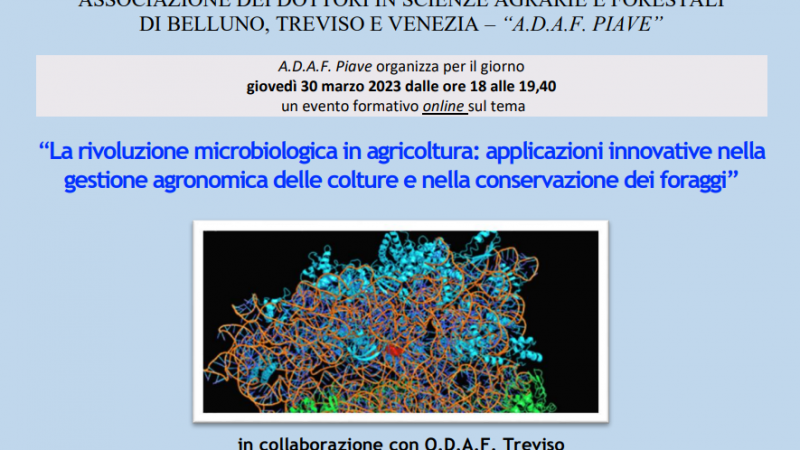 30 marzo 2023 – Evento formativo online “La rivoluzione microbiologica in agricoltura: applicazioni innovative nella gestione agronomica delle colture e nella conservazione dei foraggi”