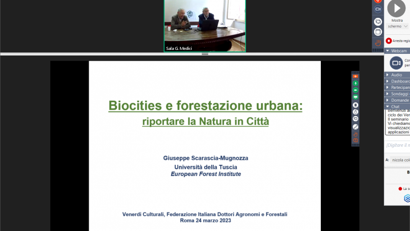 Venerdì Culturale 24.03.2023 “Biocities e urban forestry” – Presentazioni