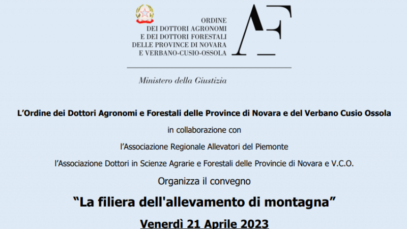 Provincia di Verbano Cusio Ossola, 21 aprile 2023 – Convegno “La filiera dell’allevamento di montagna”
