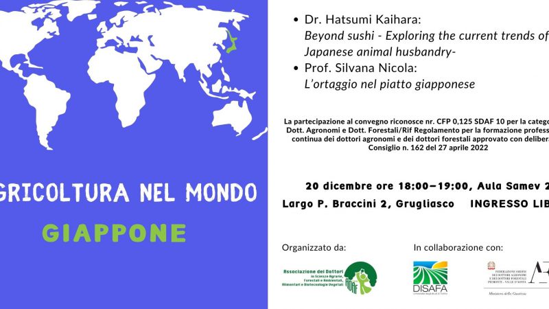 Grugliasco (TO), 20 dicembre 2023 – Conferenza “Agricoltura in Giappone”