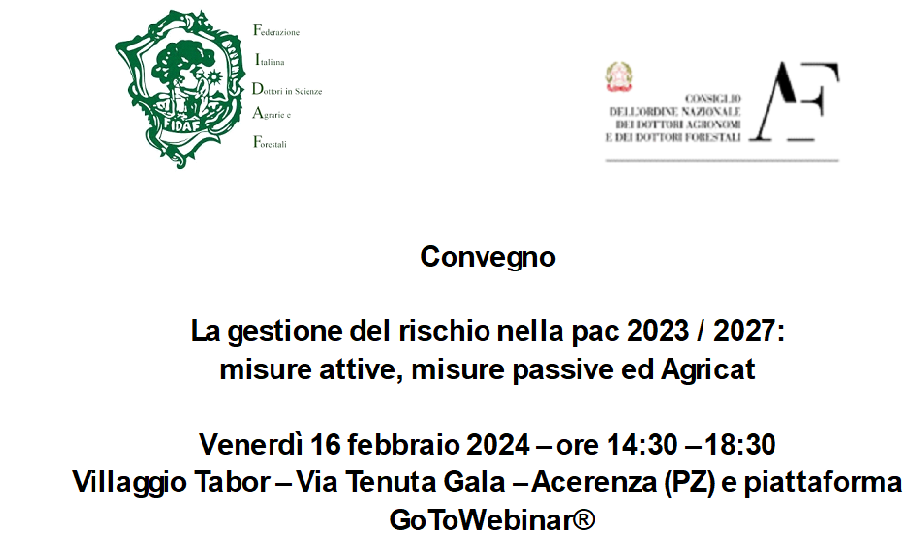 Acerenza (PZ), 16.02.2024 – Convegno “La gestione del rischio nella pac 2023 / 2027: misure attive, misure passive ed Agricat”