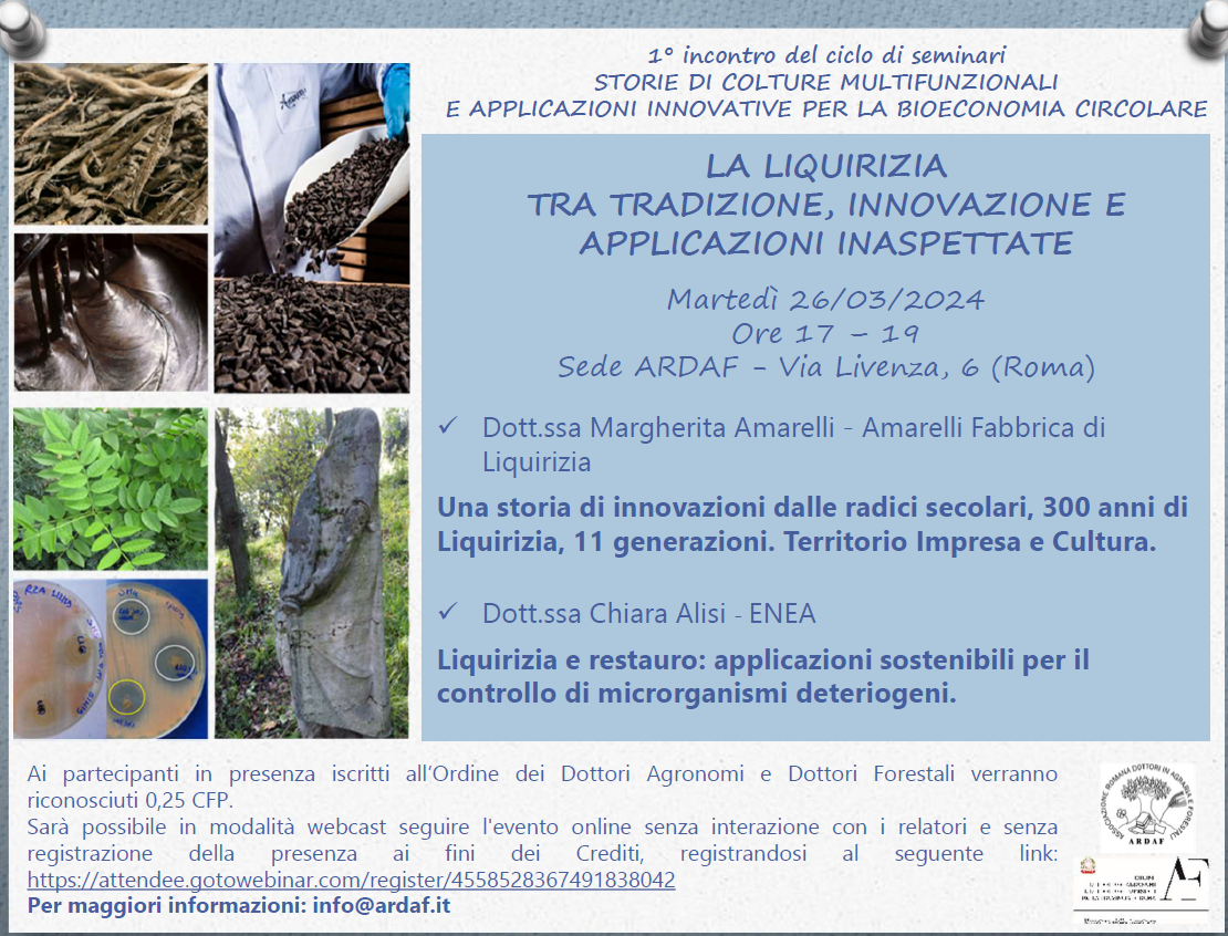 Roma, 26 marzo 2024 – Seminario “LA LIQUIRIZIA TRA TRADIZIONE, INNOVAZIONE E APPLICAZIONI INASPETTATE”