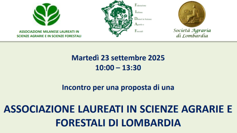 Milano, 23 settembre 2025 – Incontro per una proposta di una Associazione Laureati in Scienze Agrarie e Forestali di Lombardia