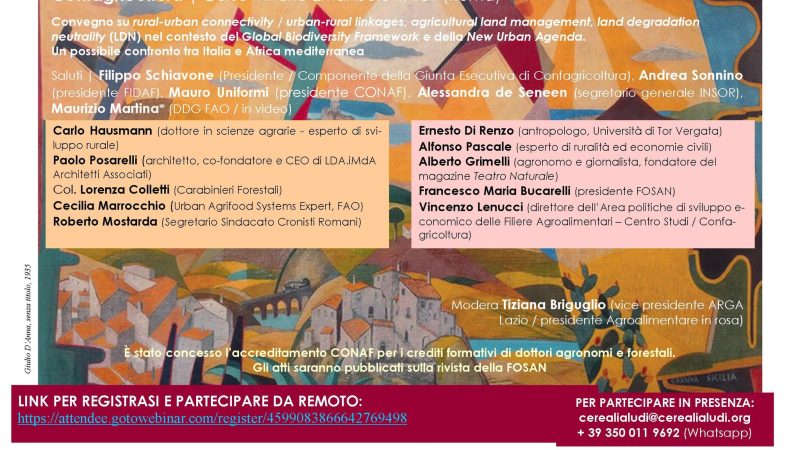 Roma, 28 ottobre 2025 – 15° Cerealia Festival – Edizione 2025 – Convegno “CONNESSIONI CITTÀ-CAMPAGNA e pianificazione del territorio nella regione Mediterranea”