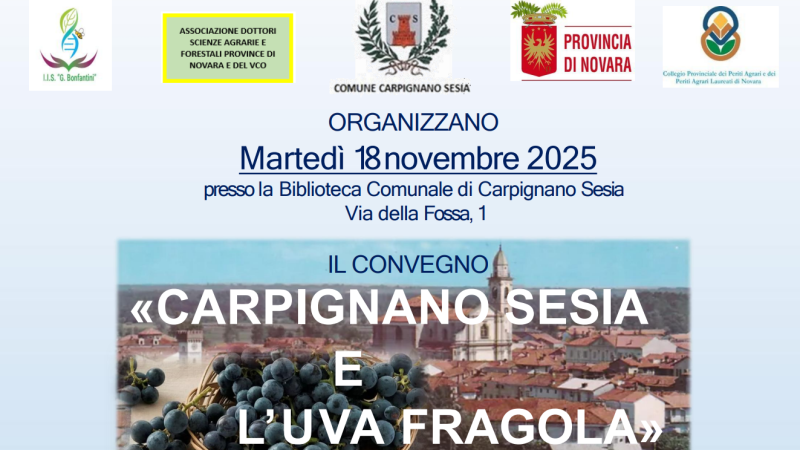 Carpignano Sesia (NO), 18 novembre 2025 – Convegno “Carpignano Sesia e l’uva Fragola”