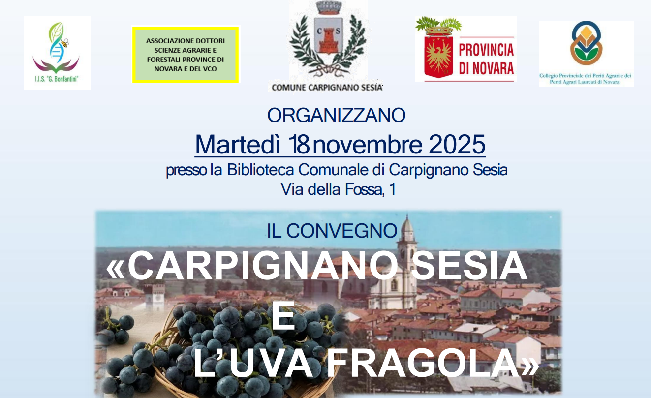 Carpignano Sesia (NO), 18 novembre 2025 – Convegno “Carpignano Sesia e l’uva Fragola”