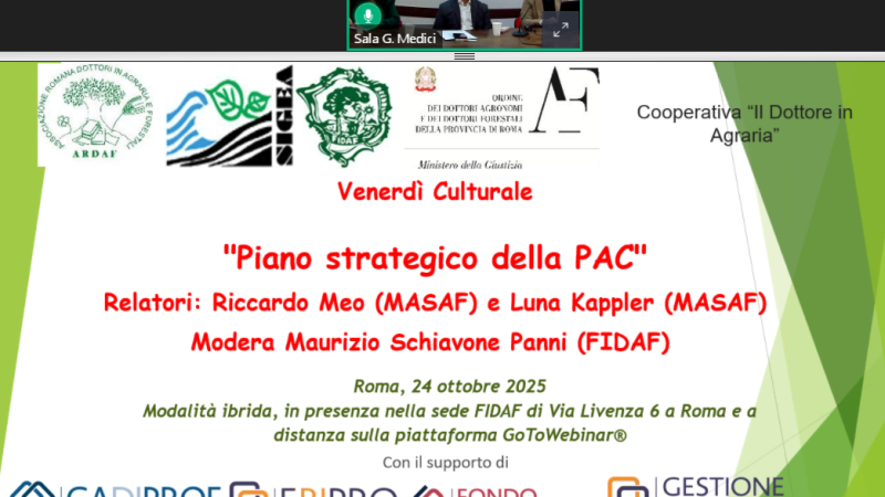 Venerdì Culturale 24.10.2025 – “Piano strategico della PAC” – Presentazioni