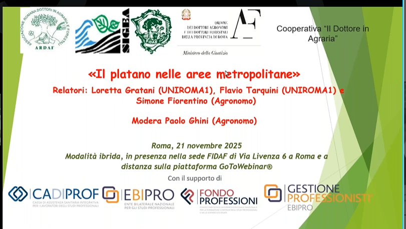 Venerdì Culturale 21.11.2025 “Il platano nelle aree metropolitane” – Presentazioni
